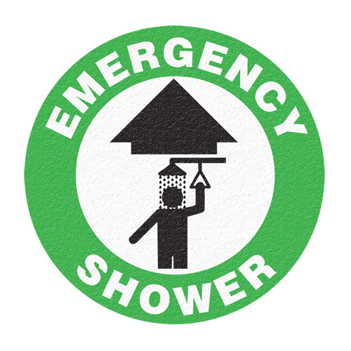 "Emergency Shower" Floor Sign, Adhesive, English with Pictogram TGS INDUSTRIEL