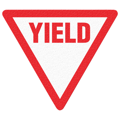 Panneau de signalisation au sol  Yield , Adh&eacute;sif, Anglais avec pictogramme TGS INDUSTRIEL