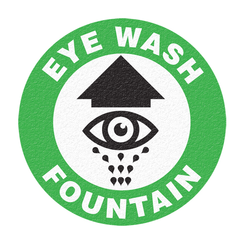 "Eye Wash Fountain" Floor Sign, Adhesive, English with Pictogram TGS INDUSTRIEL