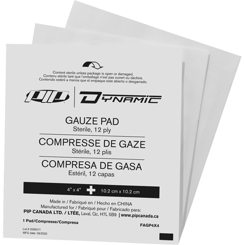 Gaze Dynamic, Tampon, 4" lo x 4" la, St&eacute;rile, Dispositif m&eacute;dical Classe 1 TGS INDUSTRIEL
