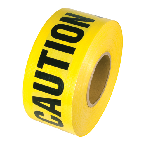 Ruban renforc&eacute; pour barricade, Anglais, 3" la x 500' lo, 5 mils, Noir sur jaune TGS INDUSTRIEL