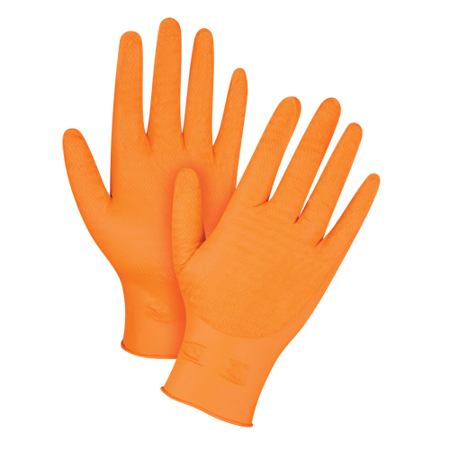 Heavyweight Gripper Gloves, Medium, Nitrile, 7-mil, Powder-Free, Orange TGS INDUSTRIEL