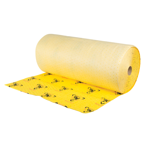 Rouleaux d'avertissement de premi&egrave;re qualit&eacute; - absorbants haute visibilit&eacute;, Lourd, 150' lo x 36" la, Absorption 57 gal. TGS INDUSTRIEL