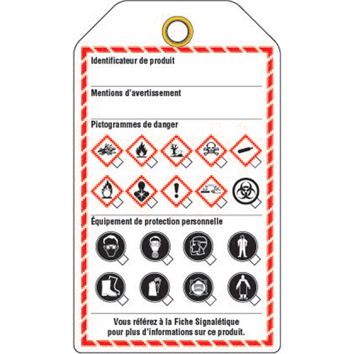 &eacute;tiquettes pour le milieu de travail, Papier cartonn&eacute;, 3-3/8" la x 5-3/4" h, Français TGS INDUSTRIEL