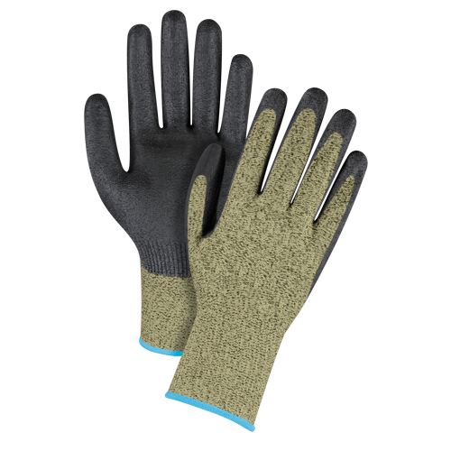Gants &eacute;lastiques sans coutures r&eacute;sistants &agrave; la coupe noir & jaune, Taille T-Grand/10, Calibre 13, Rev&ecirc;tement Mousse de nitrile, Enveloppe en Aramide, ASTM ANSI niveau A6 TGS INDUSTRIEL