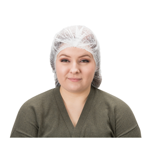 Bonnet bouffant pliss&eacute;, Polypropyl&egrave;ne, 19", Blanc TGS INDUSTRIEL