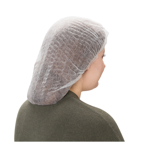 Bonnet bouffant pliss&eacute;, Polypropyl&egrave;ne, 19", Blanc TGS INDUSTRIEL