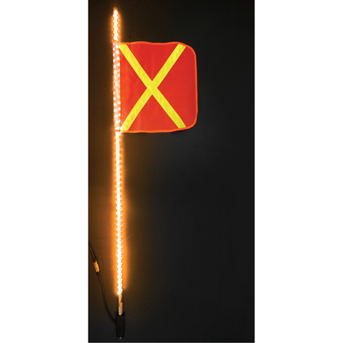 Safety Whip&reg; Heavy-Duty LED Whips, Hitch Mount, 5 High, Orange with Reflective TGS INDUSTRIEL