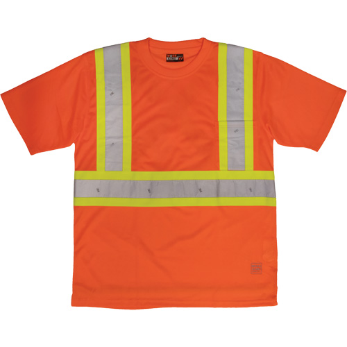 T-shirt de s&eacute;curit&eacute; avec poche &agrave; manches courtes, Polyester, Grand, Orange haute visibilit&eacute; TGS INDUSTRIEL