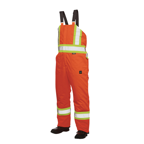 Salopettes de s&eacute;curit&eacute; doubl&eacute;e, Polyester/Polyur&eacute;thane, Grand, Orange haute visibilit&eacute; TGS INDUSTRIEL
