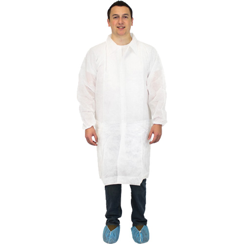Sarreau de laboratoire, Polypropyl&egrave;ne, Blanc, Grand TGS INDUSTRIEL