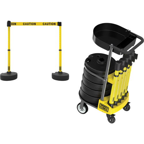 Chariot de transport avec plateau pour barri&egrave;re PLUS, 75' lo, M&eacute;tal, Jaune TGS INDUSTRIEL
