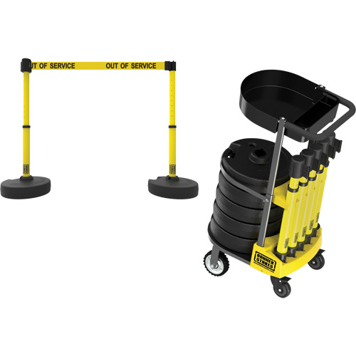 Chariot de transport avec plateau pour barri&egrave;re PLUS, 75' lo, M&eacute;tal, Jaune TGS INDUSTRIEL