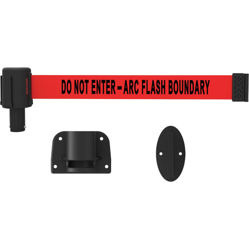 Syst&egrave;me de montage mural pour barri&egrave;re PLUS, Plastique, Fixation par vis, 15', Ruban Rouge TGS INDUSTRIEL