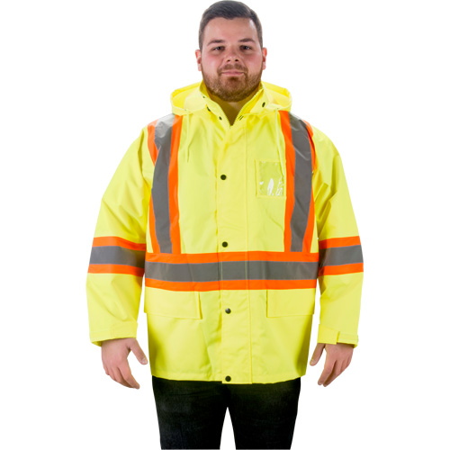 RZ1000 Rain Jacket, Polyester, Small, High Visibility Lime-Yellow TGS INDUSTRIEL
