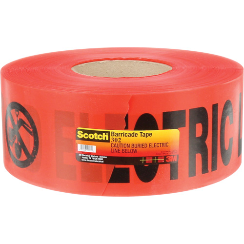Scotch&reg; Buried Barricade Tape, English, 3" W x 1000' L, 4 mils, Black on Red TGS INDUSTRIEL