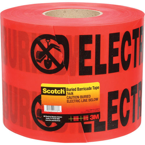 Scotch&reg; Buried Barricade Tape, English, 6" W x 1000' L, 4 mils, Black on Red TGS INDUSTRIEL