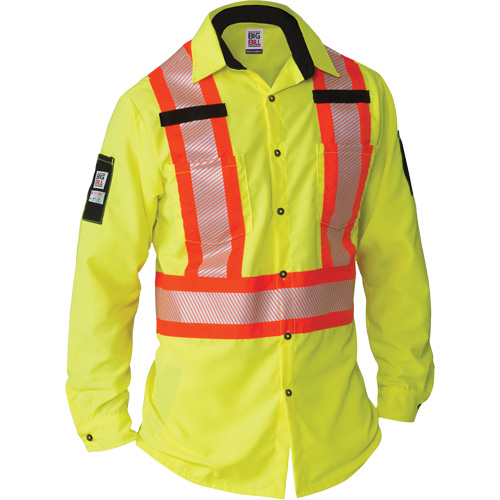 Chemise &agrave; manches longues haute visibilit&eacute; ind&eacute;chirable, Polyester, Petit, Jaune lime haute visibilit&eacute; TGS INDUSTRIEL