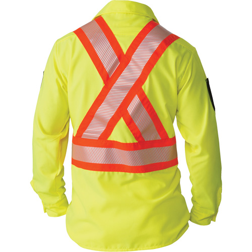 Chemise &agrave; manches longues haute visibilit&eacute; ind&eacute;chirable, Polyester, Petit, Jaune lime haute visibilit&eacute; TGS INDUSTRIEL