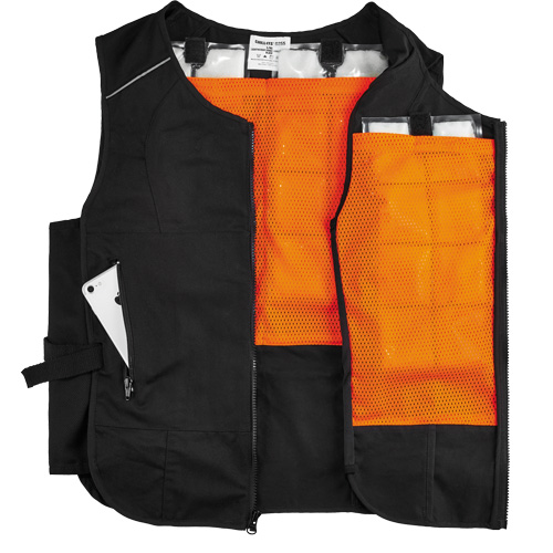 Chill-Its&reg; 6260 Lightweight Phase Change Cooling Vest with Packs, Small/Medium, Black TGS INDUSTRIEL
