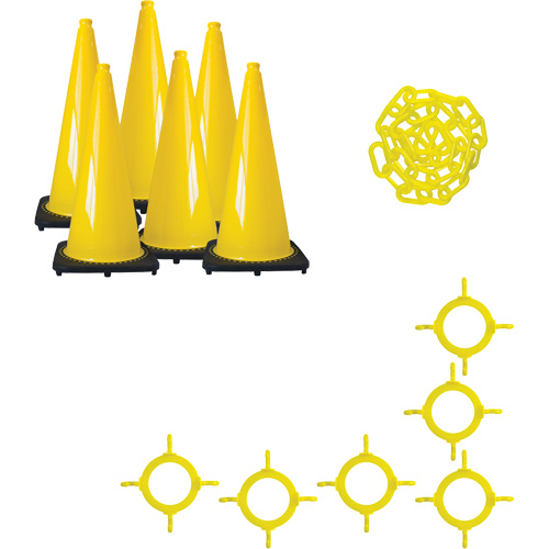 Traffic Cone & Chain Kit, 28", Yellow TGS INDUSTRIEL