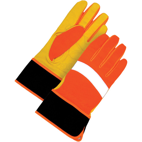 High Visibility Gloves, Size Large, Grain Leather Palm TGS INDUSTRIEL