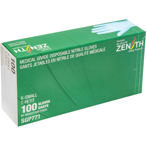 Puncture-Resistant Medical-Grade Disposable Gloves, X-Small, Nitrile, 4.5-mil, Powder-Free, Blue, Class 2 TGS INDUSTRIEL