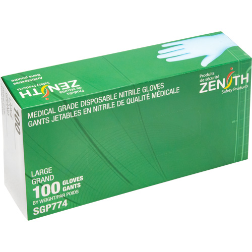 Puncture-Resistant Medical-Grade Disposable Gloves, Large, Nitrile, 4.5-mil, Powder-Free, Blue, Class 2 TGS INDUSTRIEL