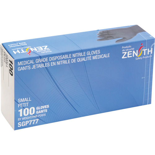 Puncture-Resistant Medical-Grade Disposable Gloves, Small, Nitrile, 5-mil, Powder-Free, Black, Class 2 TGS INDUSTRIEL