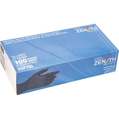 Puncture-Resistant Medical-Grade Disposable Gloves, 2X-Large, Nitrile, 5-mil, Powder-Free, Black, Class 2 TGS INDUSTRIEL