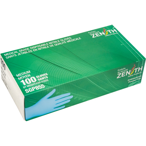 Puncture-Resistant Medical-Grade Disposable Gloves, Medium, Nitrile, 3.5-mil, Powder-Free, Blue, Class 2 TGS INDUSTRIEL