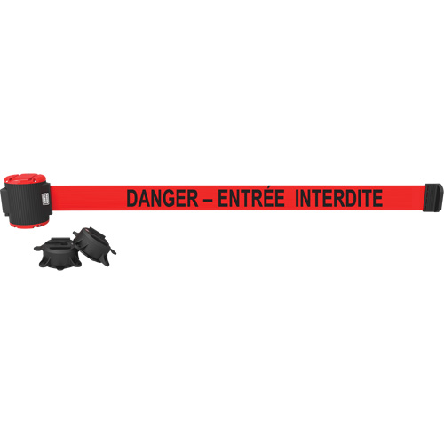 Barri&egrave;re &agrave; fixation murale, Plastique, Fixation magn&eacute;tique, 30', Ruban Rouge TGS INDUSTRIEL