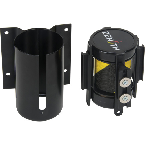 Barri&egrave;re &agrave; fixation murale avec ruban magn&eacute;tique, Acier, Fixation par vis, 7', Ruban Noir et jaune TGS INDUSTRIEL
