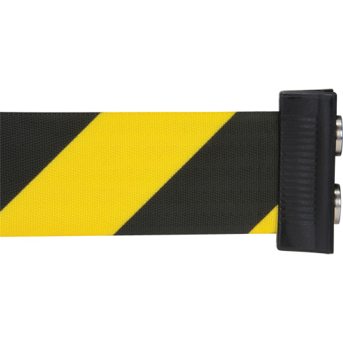 Barri&egrave;re &agrave; fixation murale avec ruban magn&eacute;tique, Acier, Fixation par vis, 7', Ruban Noir et jaune TGS INDUSTRIEL