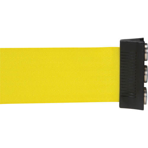 Barri&egrave;re &agrave; fixation murale avec ruban magn&eacute;tique, Acier, Fixation par vis, 12', Ruban Jaune TGS INDUSTRIEL
