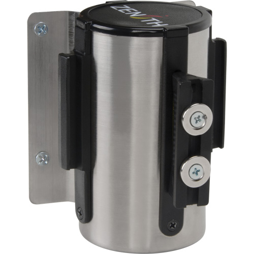 Barri&egrave;re &agrave; fixation murale avec ruban magn&eacute;tique, Acier, Fixation par vis, 7', Ruban Jaune TGS INDUSTRIEL
