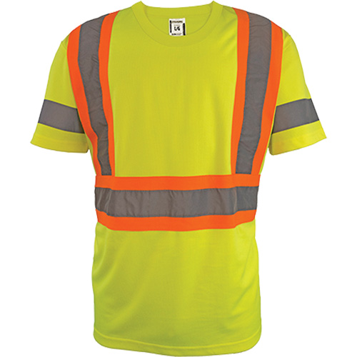 Short Sleeve Safety T-Shirt, Polyester, 2X-Large, High Visibility Lime-Yellow TGS INDUSTRIEL