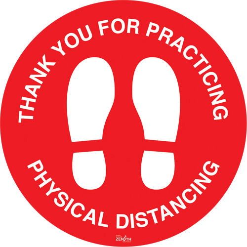 Enseigne pour plancher  Physical Distancing , Adh&eacute;sif, Anglais avec pictogramme TGS INDUSTRIEL