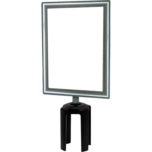 Porte-enseigne vertical robuste avec adaptateur pour poteaux Tensabarrier, Chrome poli TGS INDUSTRIEL