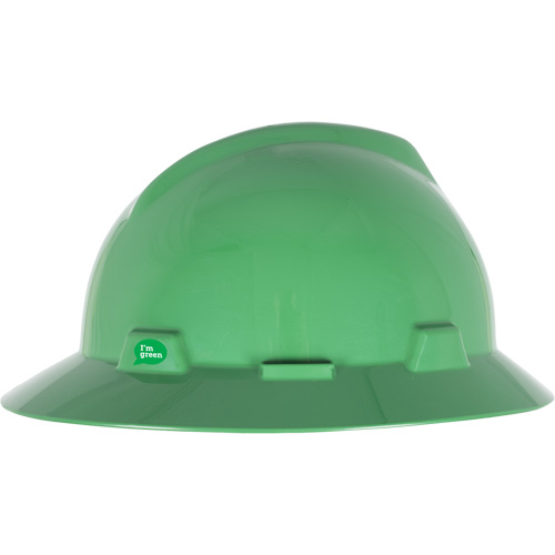Casque de s&eacute;curit&eacute; &agrave; bord complet V-Gard GREEN avec fentes, R&eacute;pond aux normes CSA type 1, Suspension Rochet TGS INDUSTRIEL