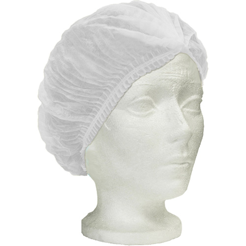 Bonnet bouffant pliss&eacute; Ronco Care, Polypropyl&egrave;ne, 24", Blanc TGS INDUSTRIEL