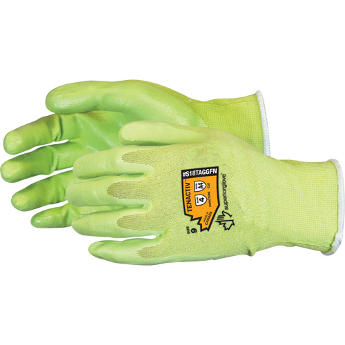 Gants &agrave; haute visibilit&eacute; en fibre de filament composite r&eacute;sistants aux coupures, Taille 5, Calibre 18, Rev&ecirc;tement Mousse de nitrile, Enveloppe en TenActiv, ANSI/ISEA 105 niveau 4 TGS INDUSTRIEL