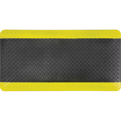 Tapis antifatigue, Losange, 1-2/3' x 3-1/4' x 3/4", Noir/Jaune, Polyur&eacute;thane TGS INDUSTRIEL