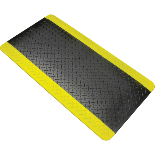 Tapis antifatigue, Losange, 1-2/3' x 3-1/4' x 3/4", Noir/Jaune, Polyur&eacute;thane TGS INDUSTRIEL
