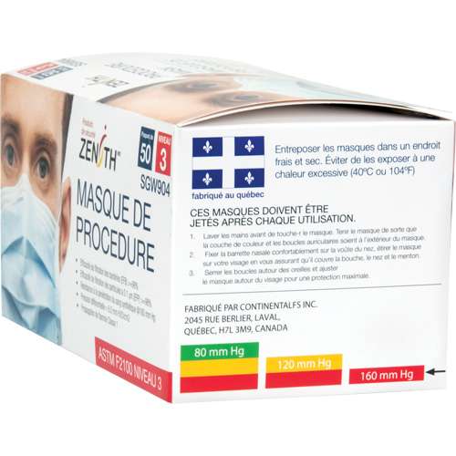 Masques d'intervention jetables, ASTM F2100 Niveau 3, Classe 1 TGS INDUSTRIEL