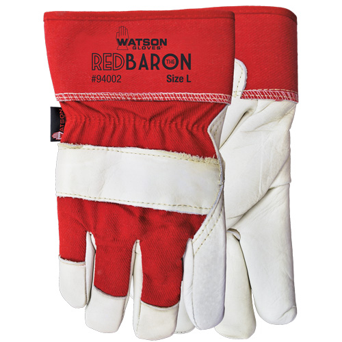 Gants d'ajusteur Red Baron, Grand, Paume en Cuir fleur de vache, Doublure en Tissu-laine TGS INDUSTRIEL
