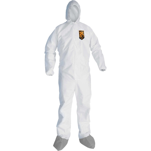 Combinaison de protection contre les liquides et les particules A45 KleenGuard avec sabot antid&eacute;rapant, Grand, Gris/Blanc, Micropore TGS INDUSTRIEL