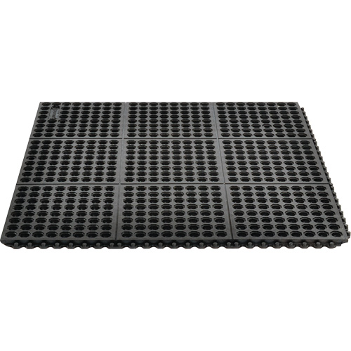 Tapis antifatigue &agrave; imbrication Cushion-Ease 550, &agrave; fentes, 3' x 3' x 3/4", Noir, Caoutchouc TGS INDUSTRIEL