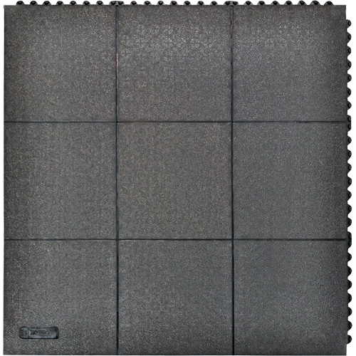 Cushion-Ease&reg; Interlocking Anti-Fatigue Mat, Pebbled, 3' x 3' x 3/4", Black, Natural Rubber TGS INDUSTRIEL