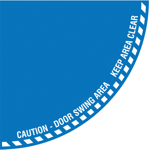 "Caution" Quarter Circle Swing Door Floor Sign, Adhesive, English with Pictogram TGS INDUSTRIEL